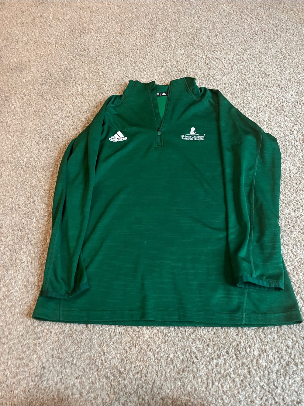 adidas Forest Green Quarter-Zip Pullover with White Logos